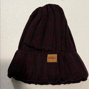 ICDCJ Wine Red Ribbed Knit Beanie